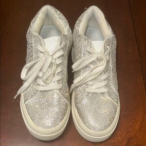 Jessica Simpson Silver and White Sneakers